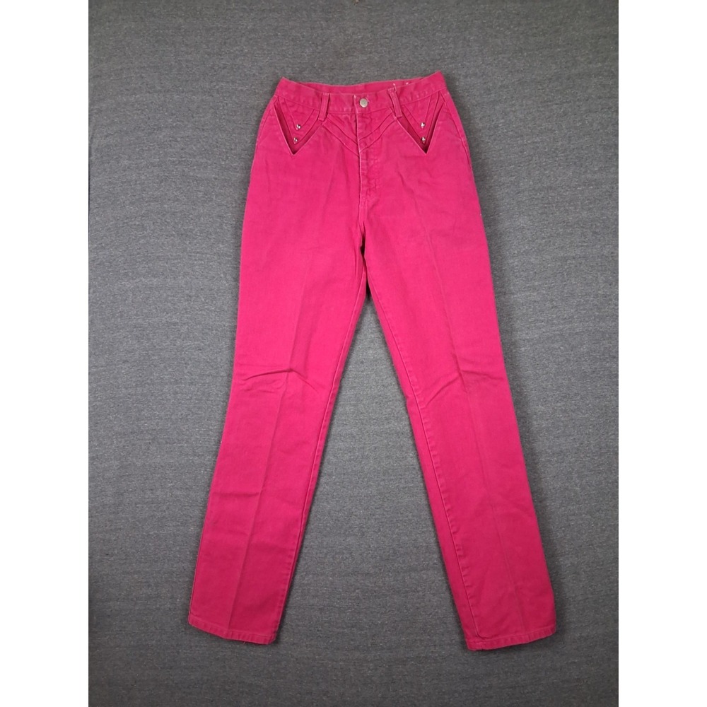 VTG Roper Womens Jeans 26x33 Pink Denim Bareback USA Barbie Cowgirl Western 80s